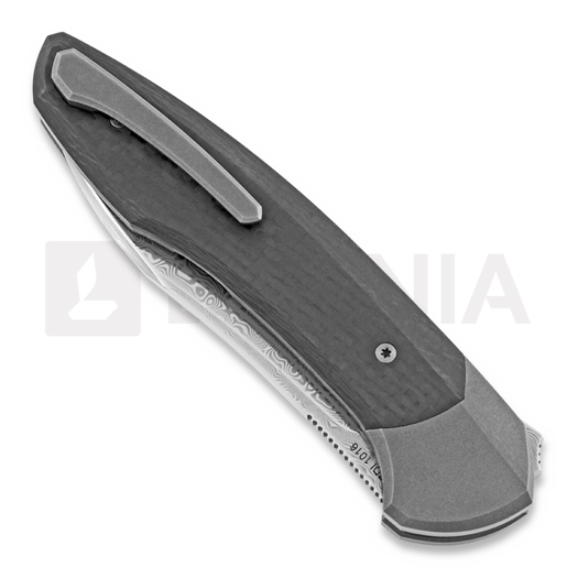 Cheburkov Russkiy Damascus foldekniv, Carbon Fibre with Bolster