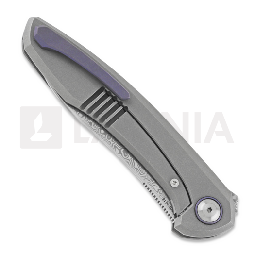 Cheburkov Russkiy Damascus sulankstomas peilis, purple pivot