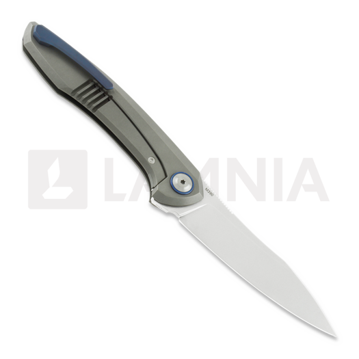 Cheburkov Russkiy M390 folding knife, blue pivot collar