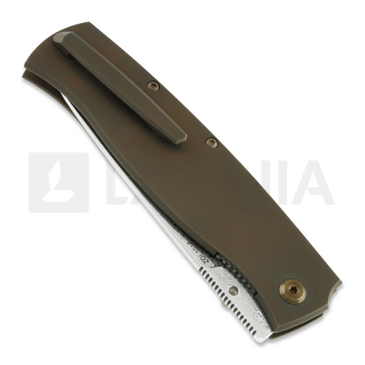 Cheburkov Strizh large Damascus Bronze Titanium sulankstomas peilis