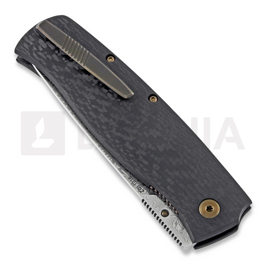Cheburkov Strizh large Damascus kääntöveitsi, Carbon Fibre, bronze hw
