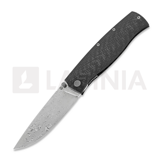 Cheburkov Strizh large Damascus סכין מתקפלת, Carbon Fibre, gray hw