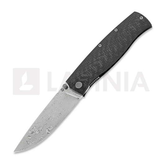 Cheburkov Strizh large Damascus fällkniv, Carbon Fibre, gray hw