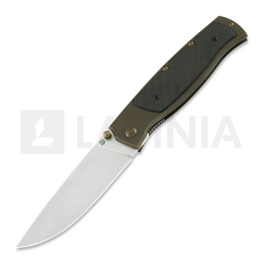 Cheburkov Strizh large M390 kääntöveitsi, Bronzed Titanium, Black Carbon Fibre Inlay