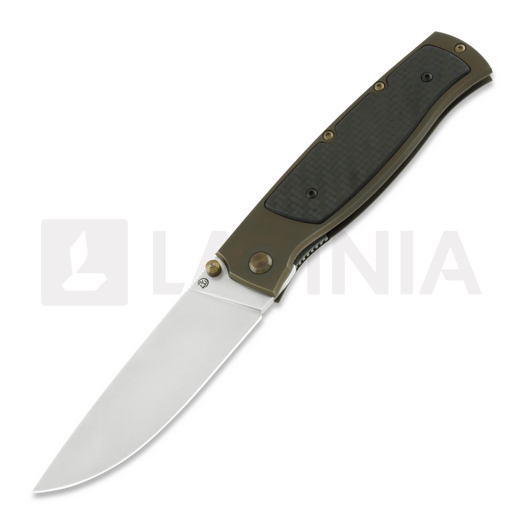 Couteau pliant Cheburkov Strizh large M390, Bronzed Titanium, Black Carbon Fibre Inlay
