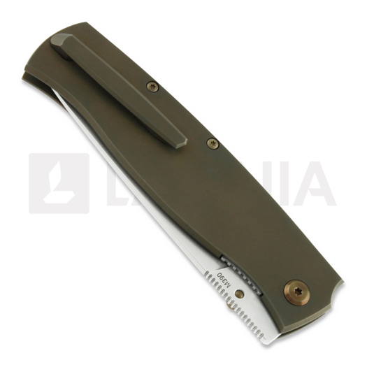 Cheburkov Strizh large M390 sulankstomas peilis, Bronzed Titanium, Black Carbon Fibre Inlay