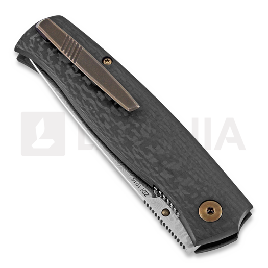 Cheburkov Strizh small Damascus kääntöveitsi, Carbon Fibre