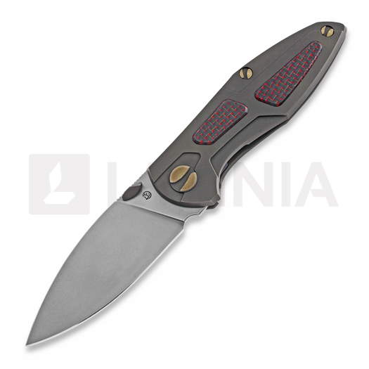 Cheburkov Tukan M390 Bronze Titanium kääntöveitsi, Red Carbon Fibre Inlays