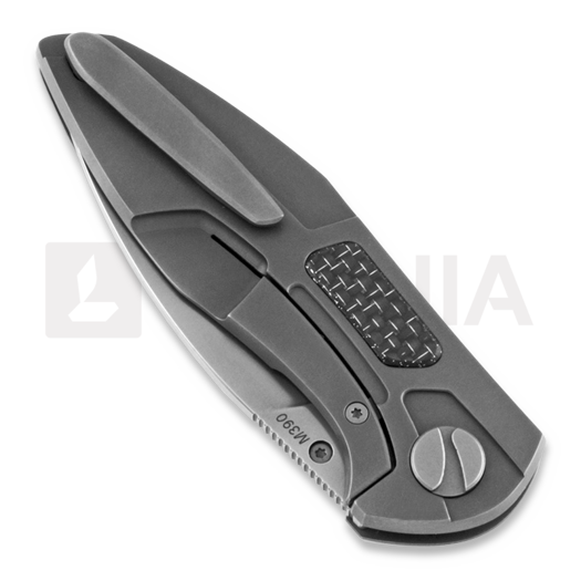 Cheburkov Tukan M390 Titanium sulankstomas peilis, Black Carbon Fibre Inlays