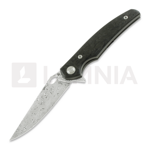 Cheburkov Voron Damascus 折り畳みナイフ, Marbled Carbon Fibre