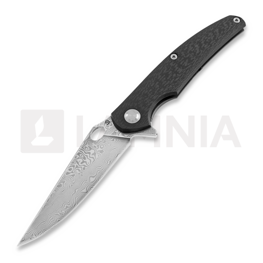 Skladací nôž Cheburkov Voron Light, Damascus, black carbon fiber