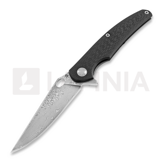 Nóż składany Cheburkov Voron Light, Damascus, black carbon fiber