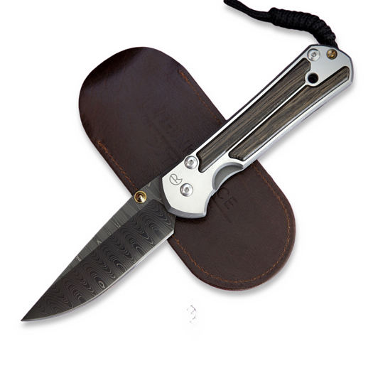 Chris Reeve Sebenza 21 sulankstomas peilis, large, Bog Oak Damascus Ladder L21-1086