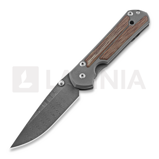 Chris Reeve Sebenza 21 kääntöveitsi, iso, micarta canvas damascus ladder L21-1270