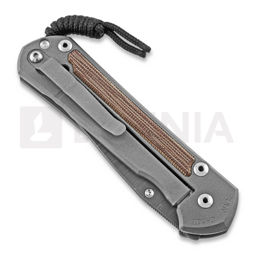 Chris Reeve Sebenza 21 folding knife, large, micarta canvas damascus ladder L21-1270