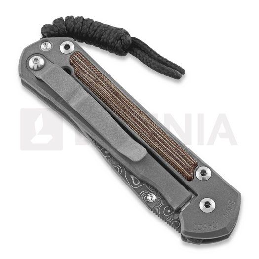 Chris Reeve Sebenza 21 folding knife, small, micarta canvas damascus raindro S21-1272