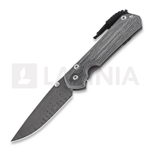 Navaja Chris Reeve Sebenza 31, large, black micarta damascus ladder L31-1204