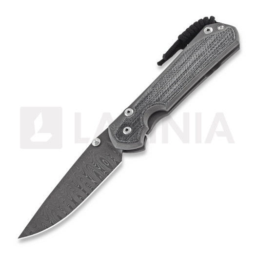 Chris Reeve Sebenza 31 kääntöveitsi, large, black micarta damascus ladder L31-1204