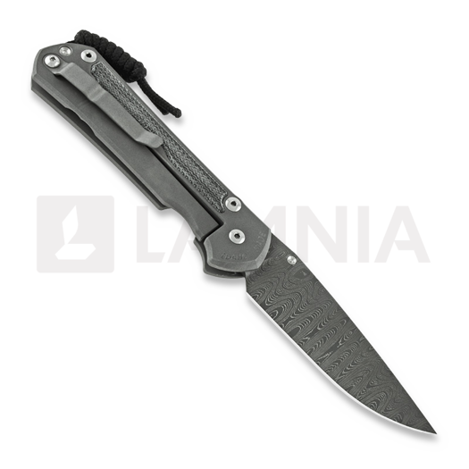 Chris Reeve Sebenza 31 foldekniv, large, black micarta damascus ladder L31-1204