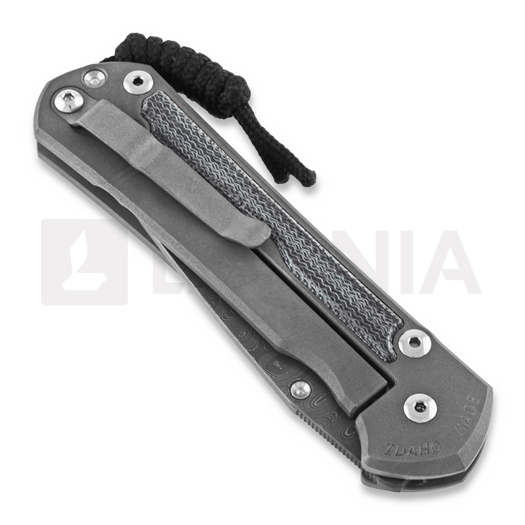 Chris Reeve Sebenza 31 foldekniv, large, black micarta damascus ladder L31-1204