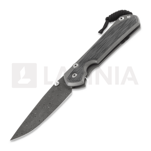 Navaja Chris Reeve Sebenza 31, large, black micarta damascus raindrop L31-1206