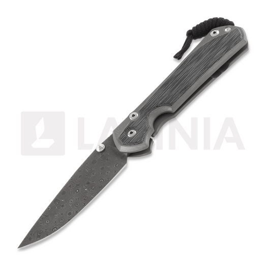 Chris Reeve Sebenza 31 kääntöveitsi, large, black micarta damascus raindrop L31-1206