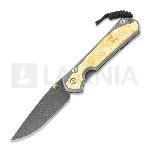 Chris Reeve Sebenza 31 kääntöveitsi, large, box elder burl damascus ladder L31-1112