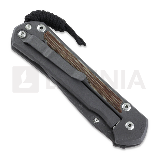 Chris Reeve Sebenza 31 folding knife, large, natural micarta, raindrop damascus L31-1218