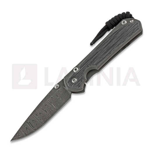Liigendnuga Chris Reeve Sebenza 31, small, black micarta damascus ladder S31-1204