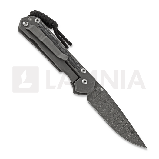 Chris Reeve Sebenza 31 sulankstomas peilis, small, black micarta damascus ladder S31-1204