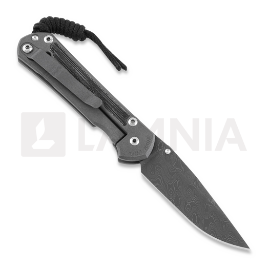 Chris Reeve Sebenza 31 sulankstomas peilis, small, black micarta damascus raindrop S31-1206