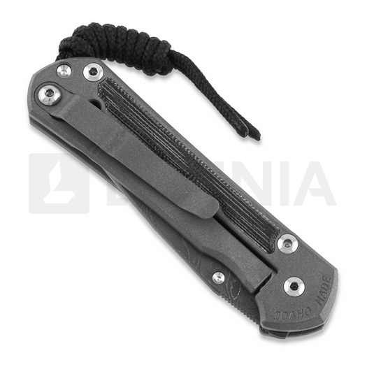 Chris Reeve Sebenza 31 sulankstomas peilis, small, black micarta damascus raindrop S31-1206