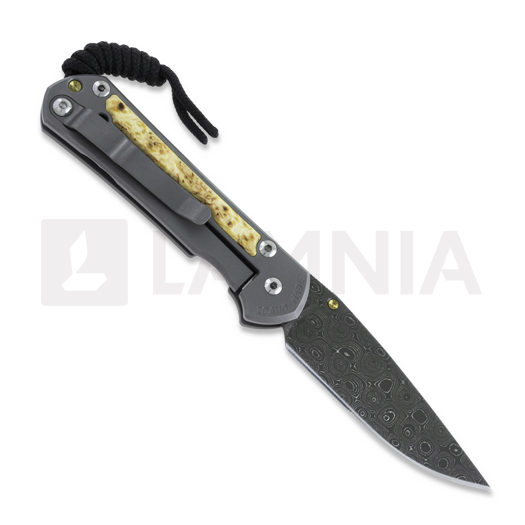 Chris Reeve Sebenza 31 folding knife, small, box elder damascus raindrop S31-1114