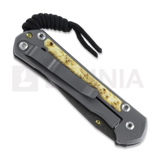 Chris Reeve Sebenza 31 folding knife, small, box elder damascus raindrop S31-1114