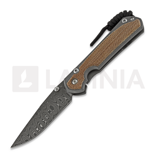 Chris Reeve Sebenza 31 折叠刀, small, natural micarta damascus ladder S31-1216