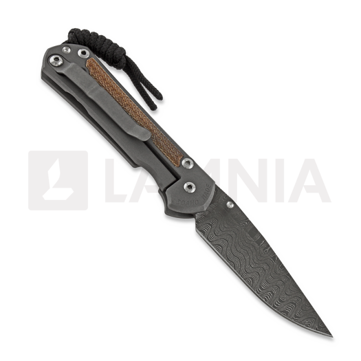 Chris Reeve Sebenza 31 folding knife, small, natural micarta damascus ladder S31-1216