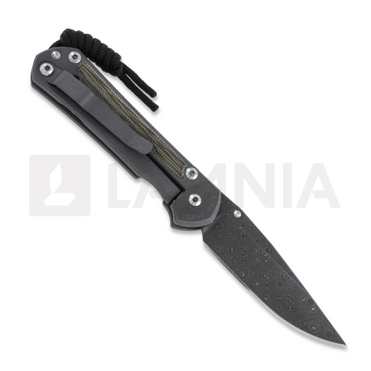 Chris Reeve Sebenza 31 folding knife, small, natural micarta damascus raindr S31-1218