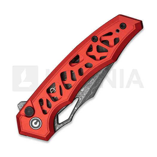 CIVIVI Anaaki Damascus, Skeletonized Red Aluminum C24039-DS1