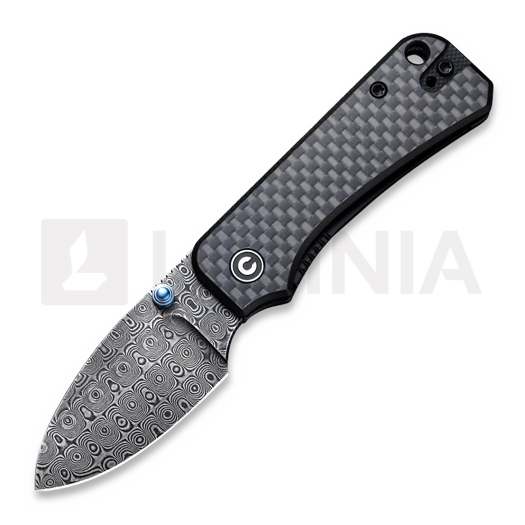 CIVIVI Baby Banter, Black G-10/Twill CF Overlay, Damascus C19068S-DS1