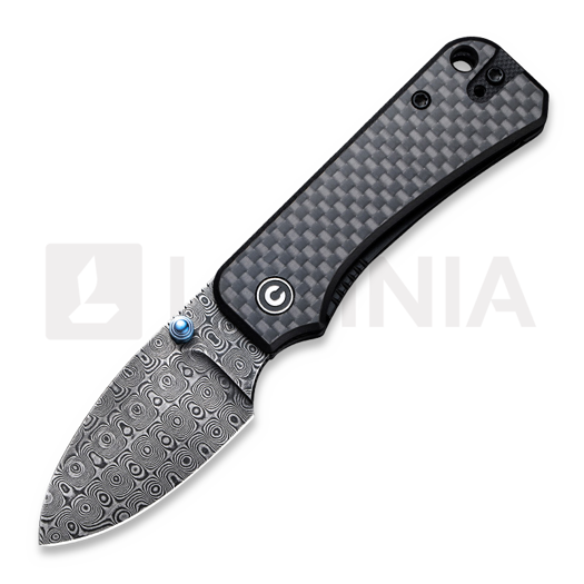 CIVIVI Baby Banter, Black G-10/Twill CF Overlay, Damascus C19068S-DS1