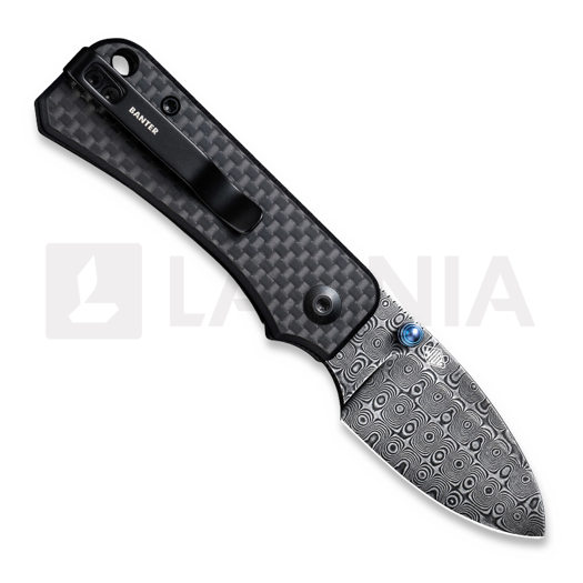 CIVIVI Baby Banter, Black G-10/Twill CF Overlay, Damascus C19068S-DS1
