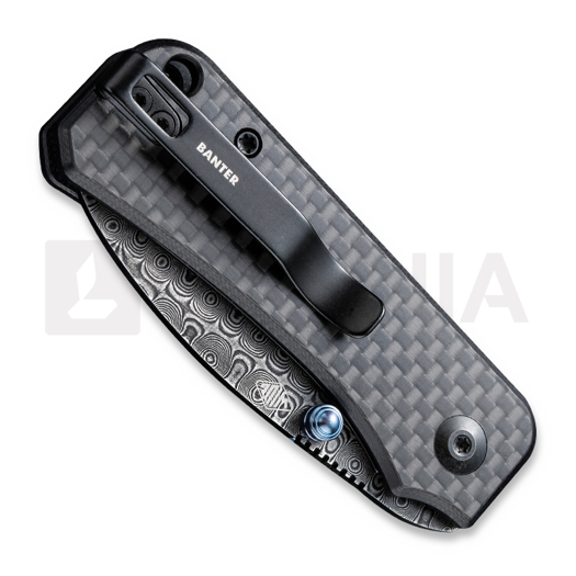 CIVIVI Baby Banter, Black G-10/Twill CF Overlay, Damascus C19068S-DS1