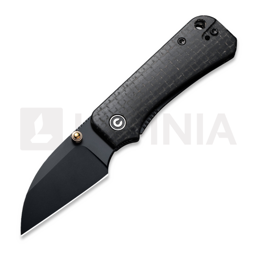 CIVIVI Baby Banter Wharncliffe, Black Burlap Micarta C19068SC-1