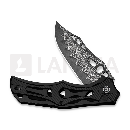 CIVIVI Biophase sulankstomas peilis, Damascus, Black Aluminum C23083-DS1