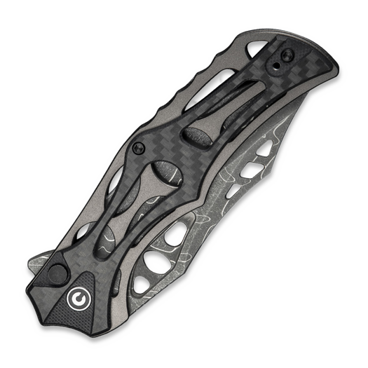 CIVIVI Biophase Damascus, Gray Aluminum/CF/Black G-10 C23083C-DS1