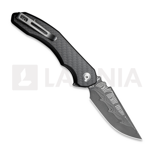 CIVIVI Bluetick Damascus sulankstomas peilis, Carbon Fiber Overlay/Black G-10 C23050-DS2