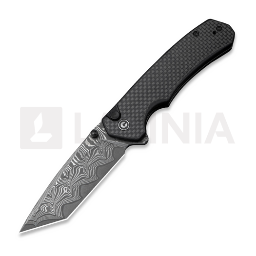 CIVIVI Button Lock Brazen Damascus 접이식 나이프, Twill Carbon Fiber C19059C-DS1