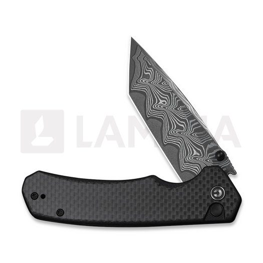 CIVIVI Button Lock Brazen Damascus foldekniv, Twill Carbon Fiber C19059C-DS1