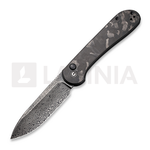 Liigendnuga CIVIVI Button Lock Elementum Damascus, marble carbon fiber C2103DS-3