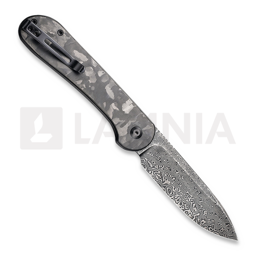 CIVIVI Button Lock Elementum Damascus sulankstomas peilis, marble carbon fiber C2103DS-3